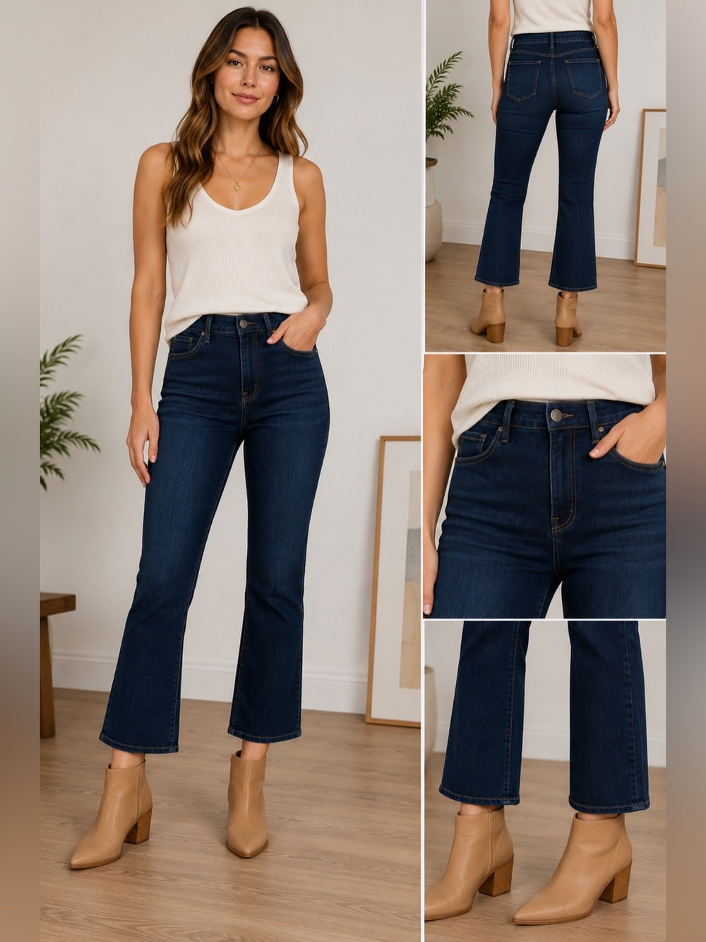 FRAME Le Crop Mini Boot Jeans Size 31 Dark Wash Cropped Bootcut Stretch Denim
